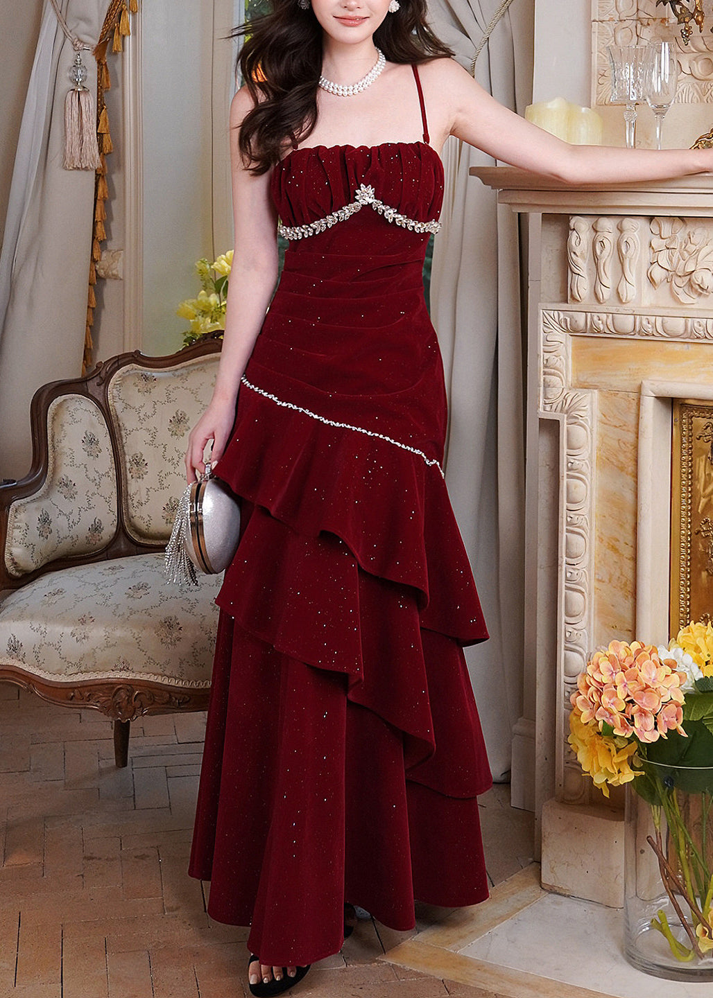 Vrouwen Maxi Jurk met Spaghetti Bandjes en Golvend Design 3