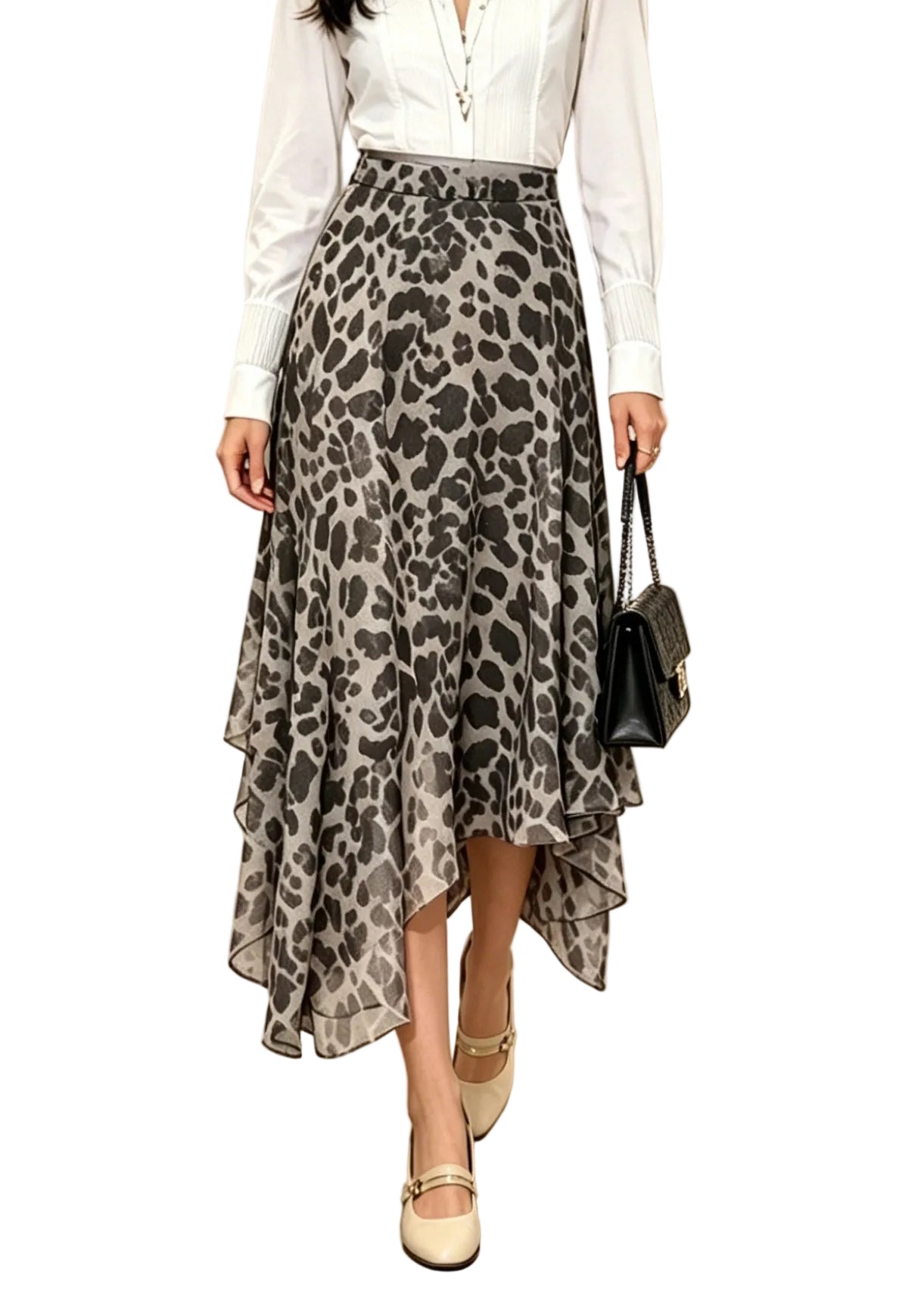 Vrouwen Maxi Rok Hoge Taille Chiffon 0