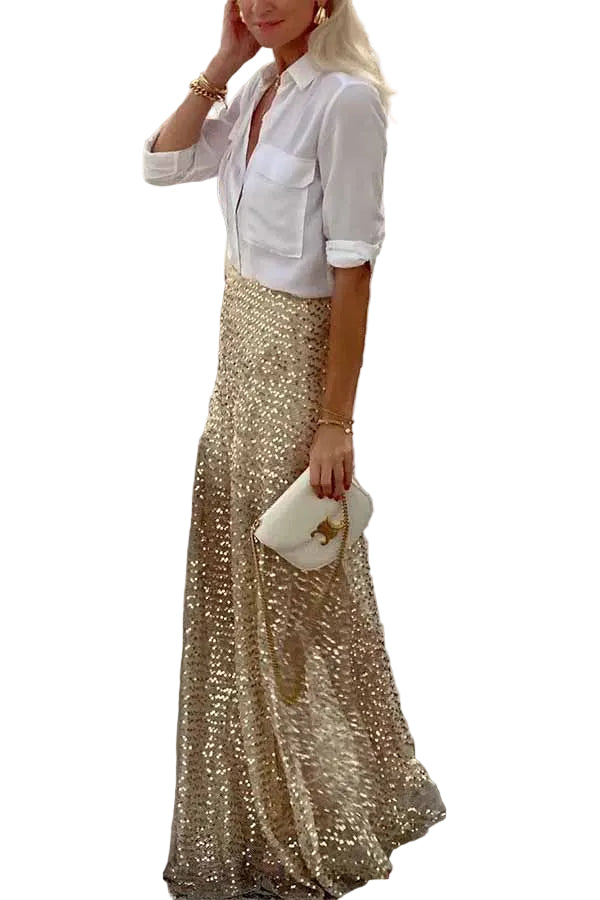 Vrouwen Maxi Rok Met Pailletten 0