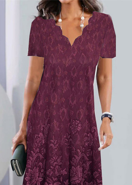 Vrouwen Mid-Jurk met V-hals en Kanten Details 2