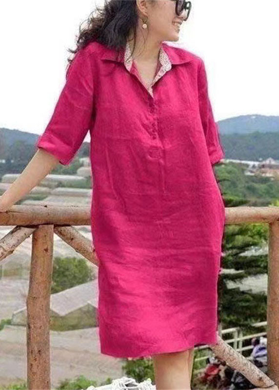 Vrouwen Mid Dress met Peter Pan Kraag en Patchwork 1