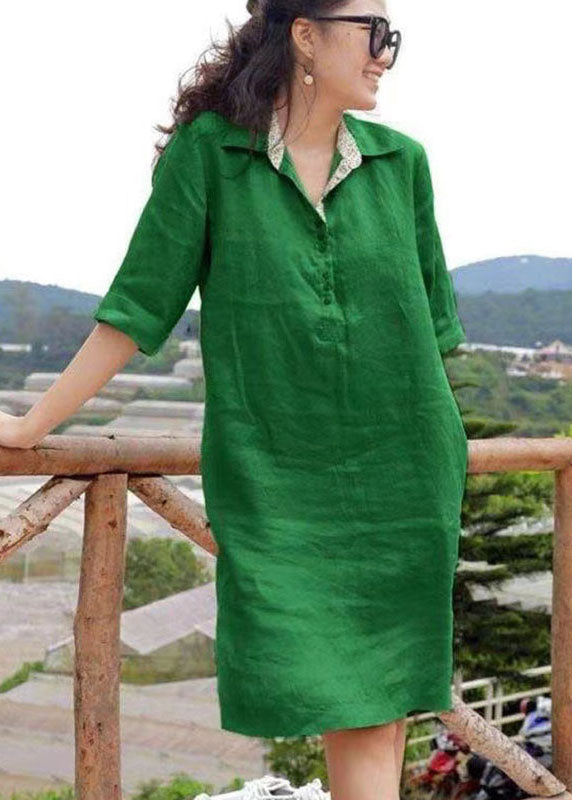 Vrouwen Mid Dress met Peter Pan Kraag en Patchwork 2