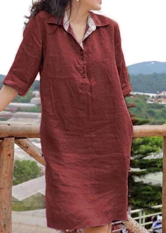 Vrouwen Mid Dress met Peter Pan Kraag en Patchwork 3