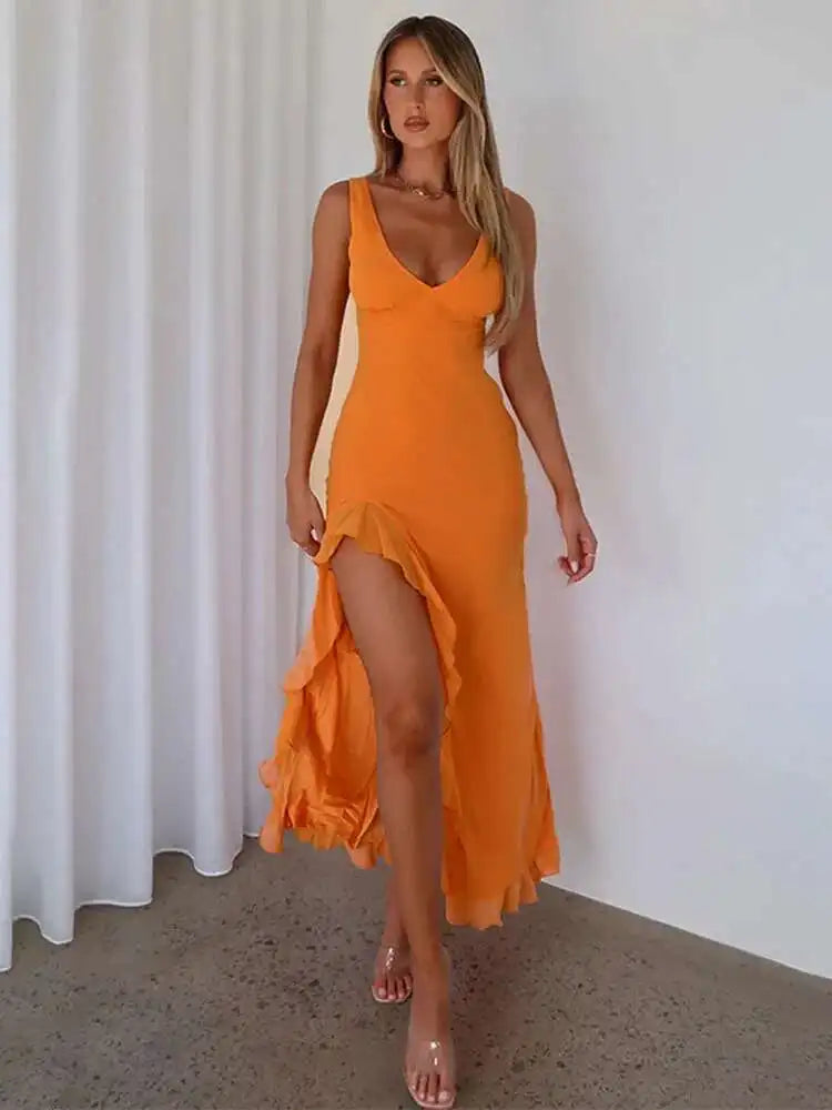 Vrouwen Midi Jurk Met Hoge Split 2