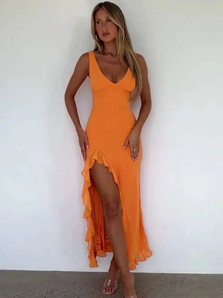 Vrouwen Midi Jurk Met Hoge Split 3