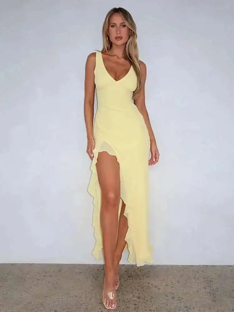 Vrouwen Midi Jurk Met Hoge Split 8