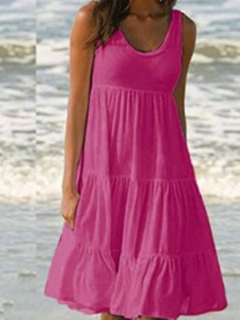 Vrouwen Midi Jurk Mouwloos Met Split 11