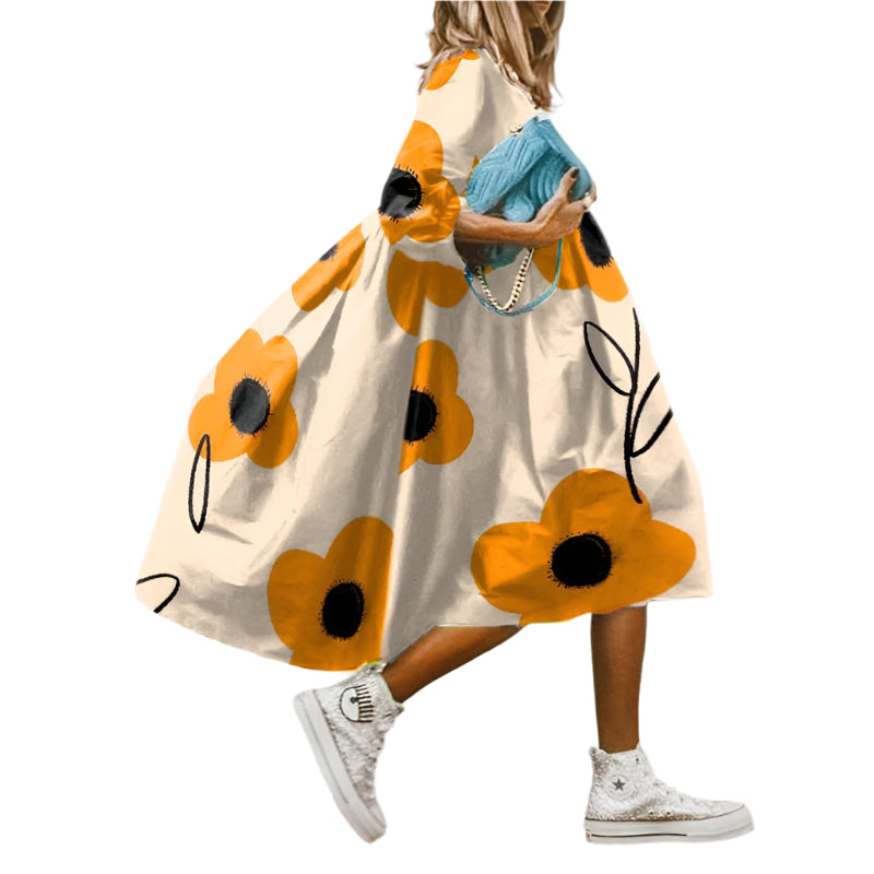 Vrouwen Midi Jurk Vloeiende Stijl Luchtig Materiaal 0