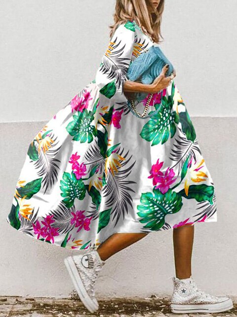 Vrouwen Midi Jurk Vloeiende Stijl Luchtig Materiaal 5