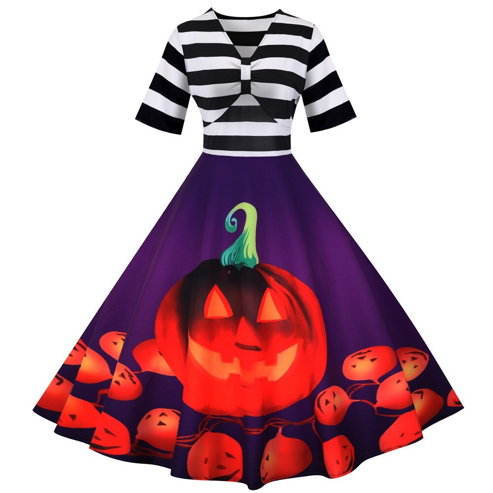 Vrouwen Midi Kostuum Jurk Retro met Kürbismotief Hoogwaardige Stof 2