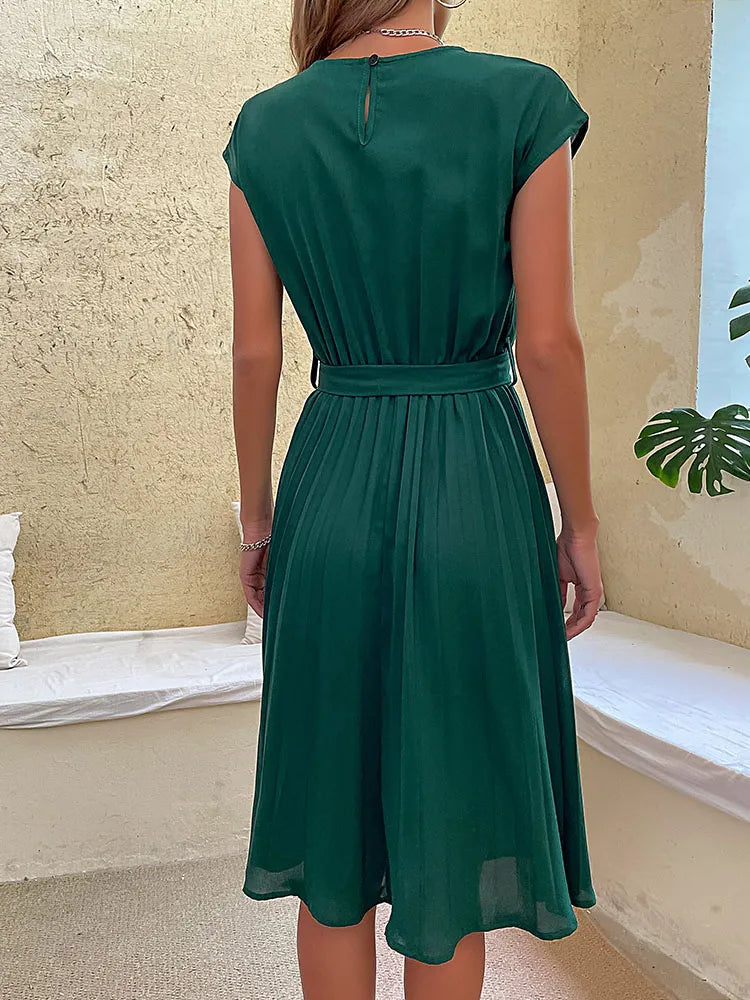 Vrouwen Minikleed Korte Mouwen Plissé 2