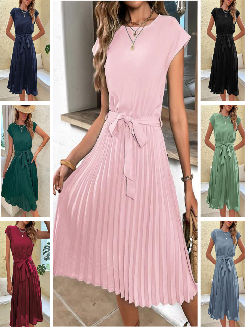 Vrouwen Minikleed Korte Mouwen Plissé 7