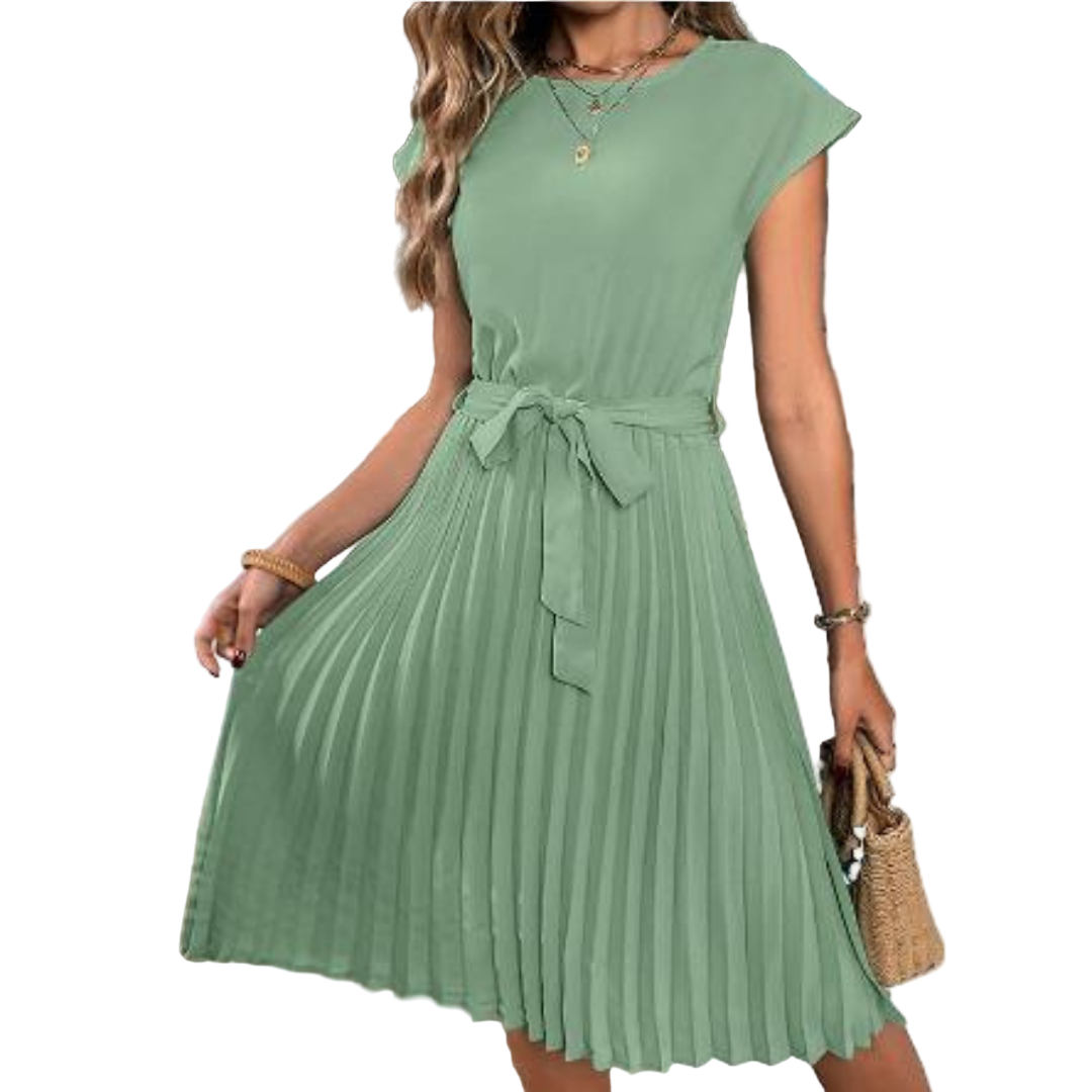 Vrouwen Minikleed Korte Mouwen Plissé 9