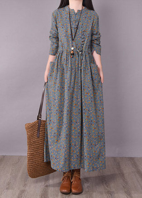 Vrouwen O-Neck Jurk met Print en Knoopdetail 1