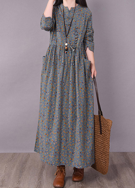 Vrouwen O-Neck Jurk met Print en Knoopdetail 2