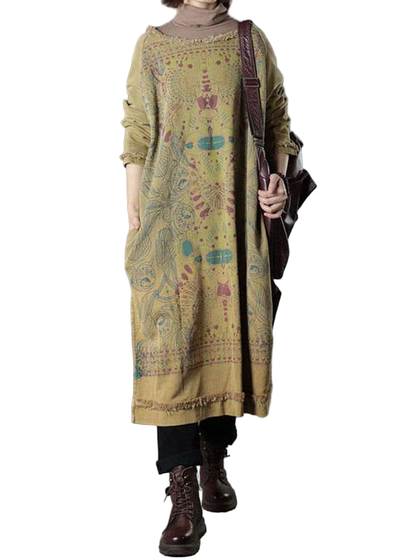 Vrouwen O-Neck Katoenen Jurk met Zijsplit 0