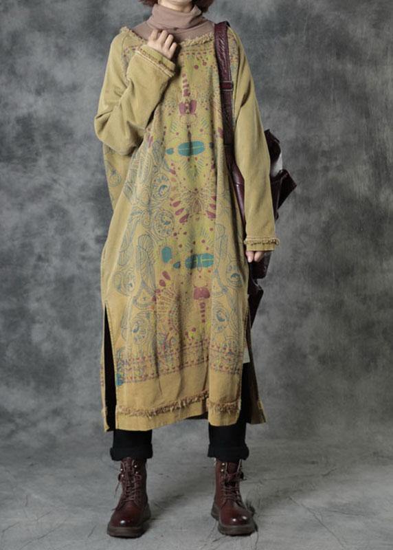 Vrouwen O-Neck Katoenen Jurk met Zijsplit 1