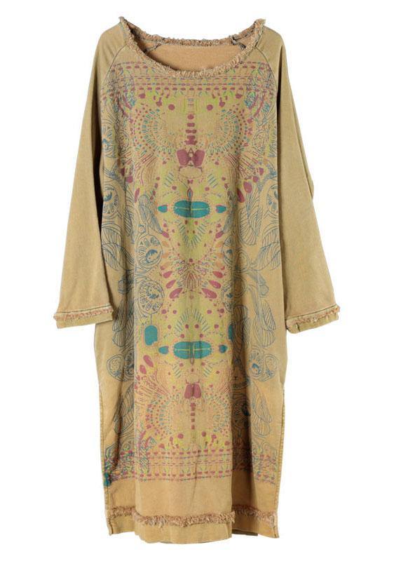 Vrouwen O-Neck Katoenen Jurk met Zijsplit 4