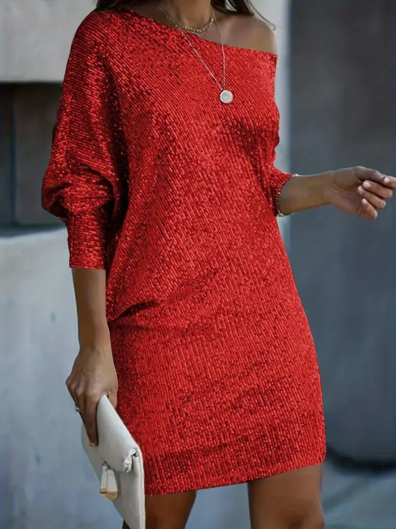 Vrouwen Partykleed Contrasterende Pailletten 2