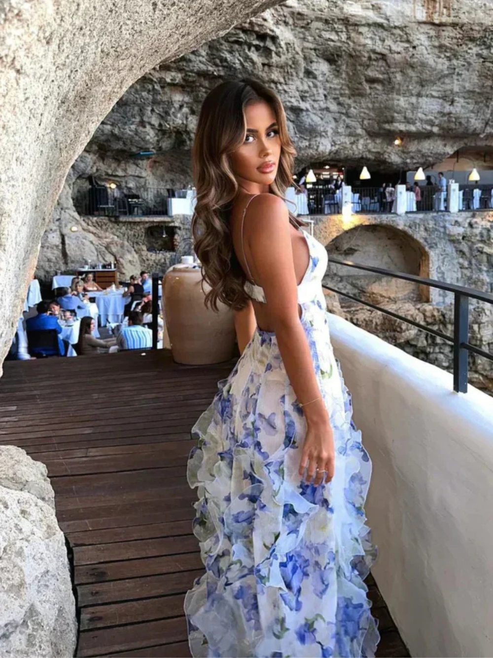 Vrouwen Ruffled Floral Jurk Met Vloeiende Ruffles 3