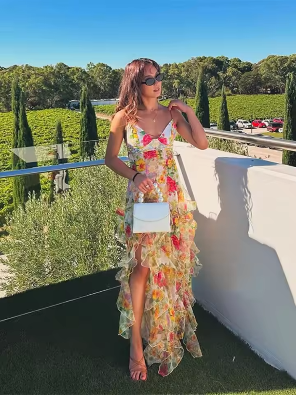 Vrouwen Ruffled Floral Jurk Met Vloeiende Ruffles 9