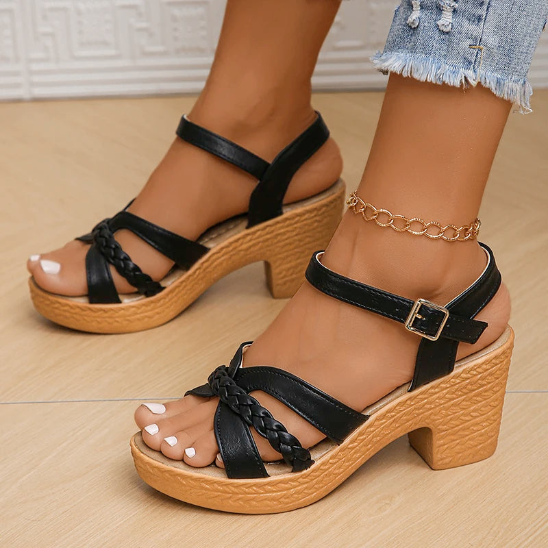 Vrouwen Sandalen Gladiator met Hoge Hakken en Dikke Zool 2