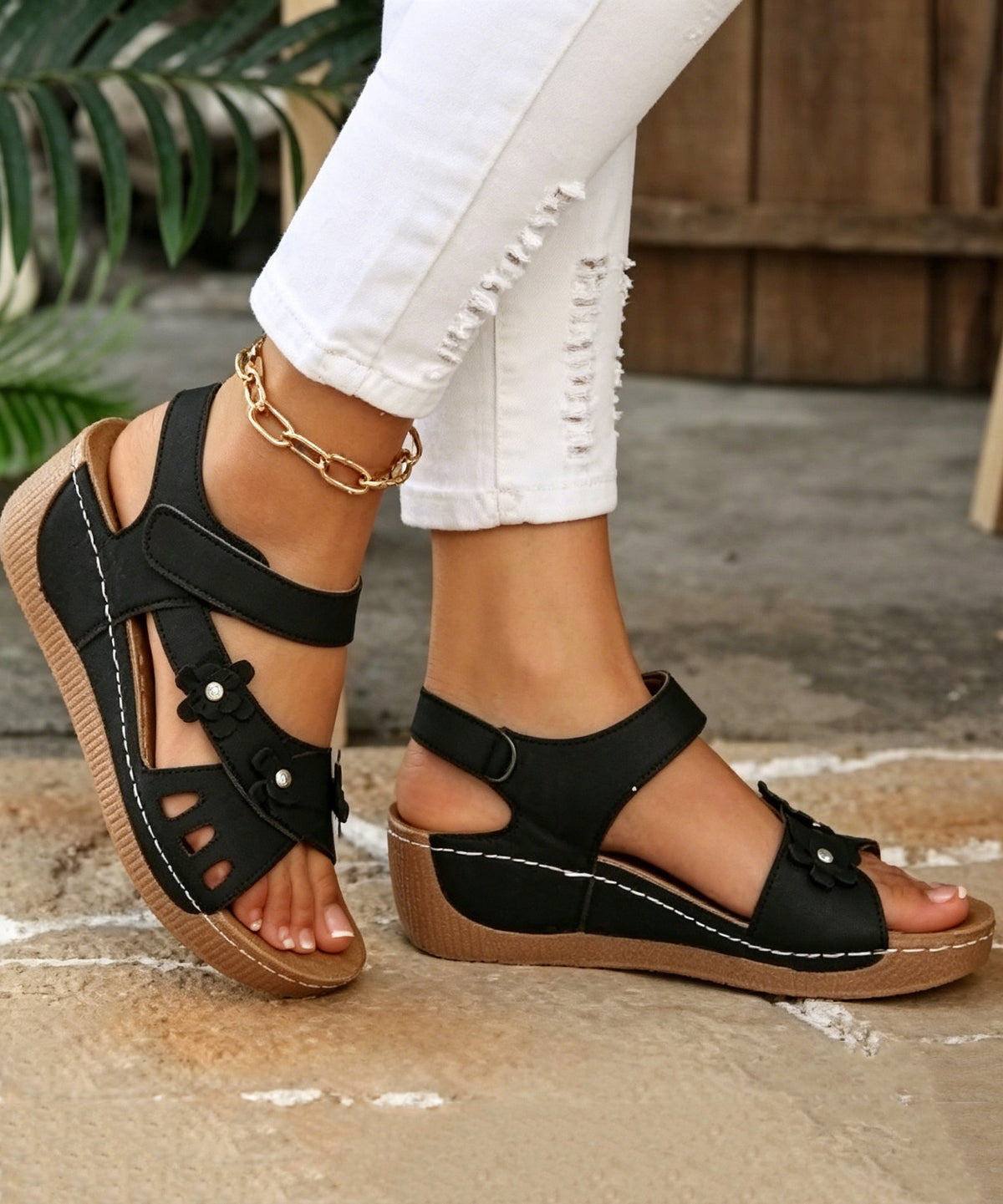 Vrouwen Sandalen Sleehak Bloemenstijl 3