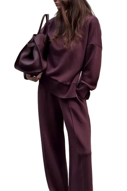 Vrouwen Set met Hoge Hals en Wijde Pijpen Casual 0