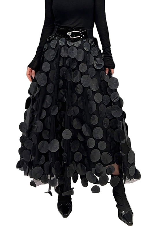 Vrouwen Tulle Rok met Zwarte Dots en Patchwork 0