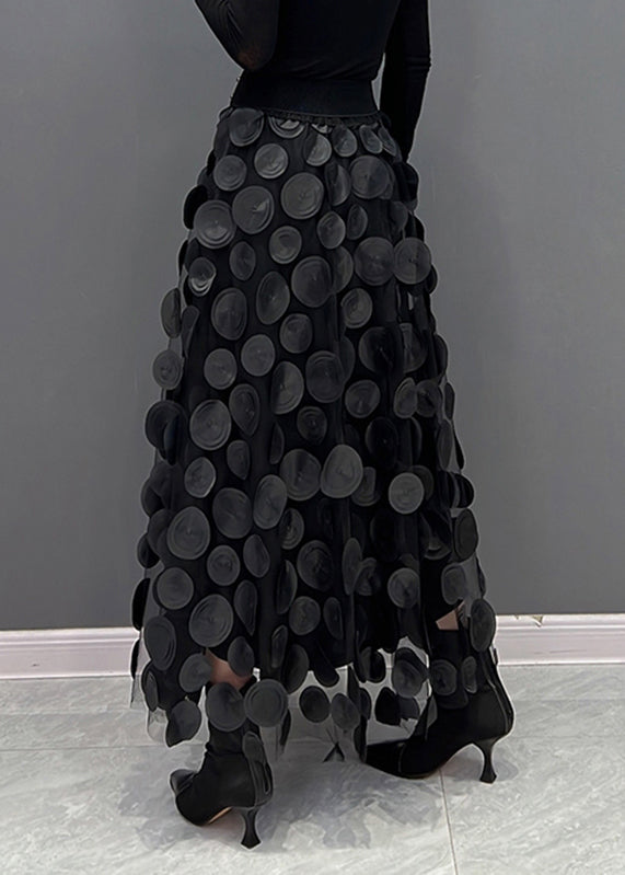 Vrouwen Tulle Rok met Zwarte Dots en Patchwork 7