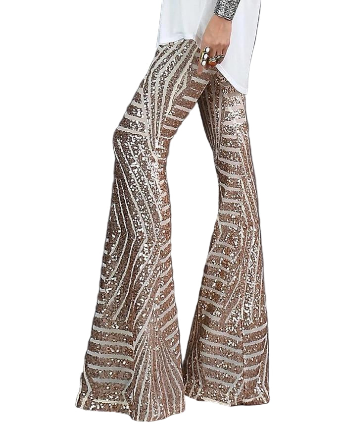 Vrouwen Utsvängde Broek met Glinsterende Details 0