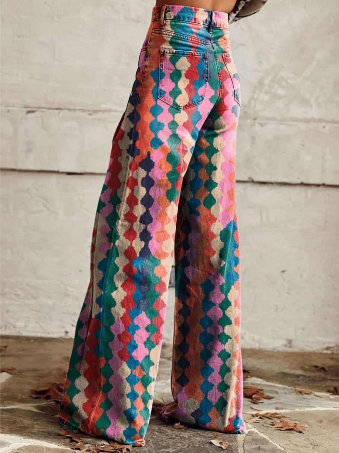 Vrouwen Vintage Wijde Pantalon Met Print 1