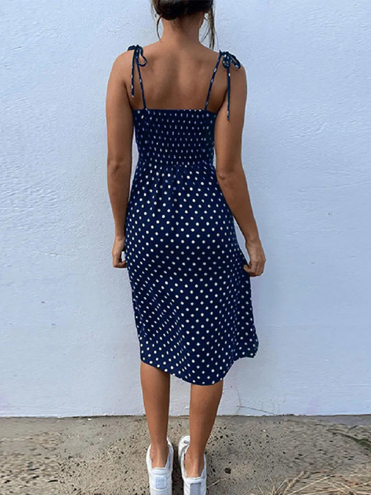 Vrouwen Zomerjurk Polka Dot Mouwloos 4