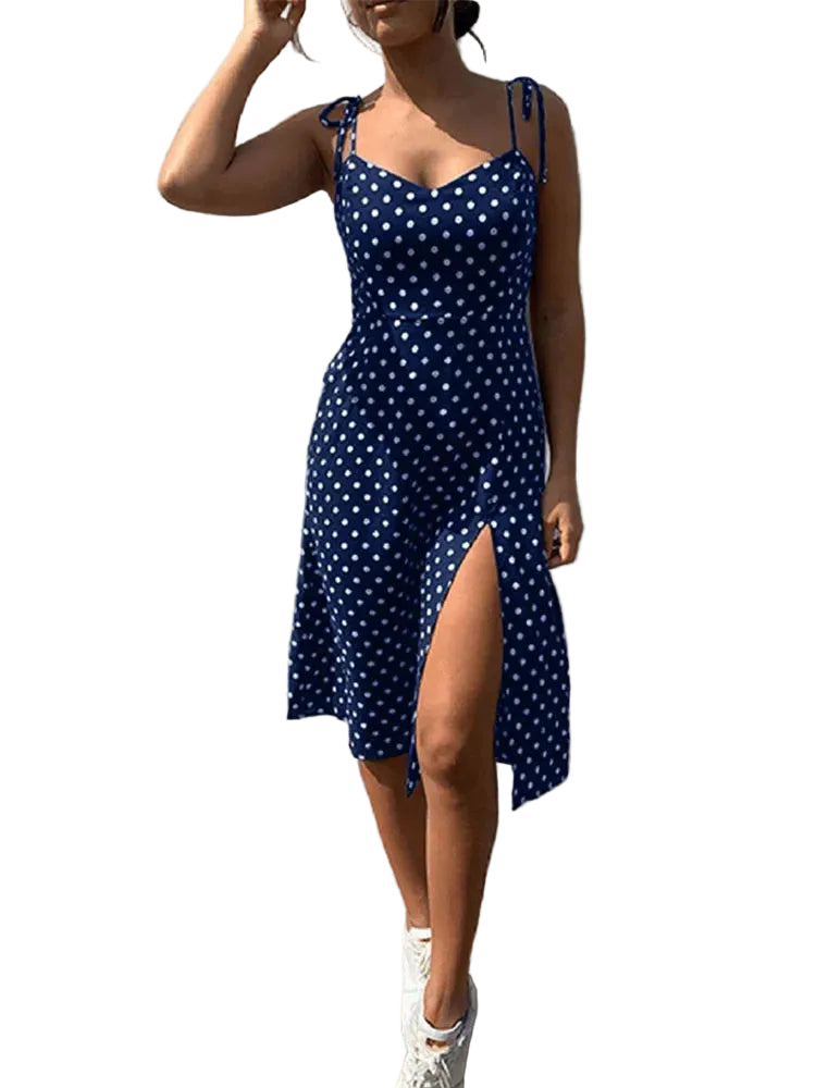 Vrouwen Zomerjurk Polka Dot Mouwloos 6