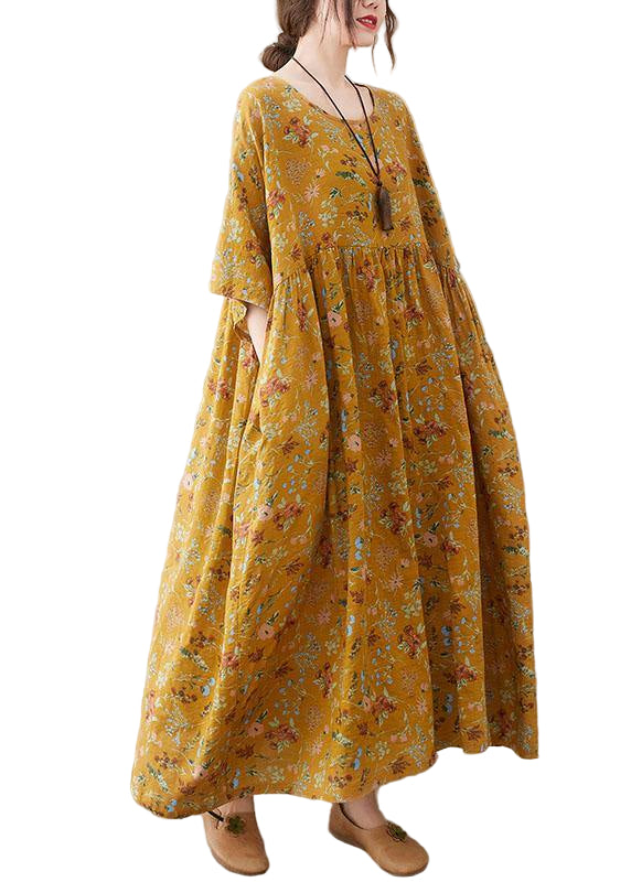 Vrouwen Zomerjurk met O-Hals en Print 0