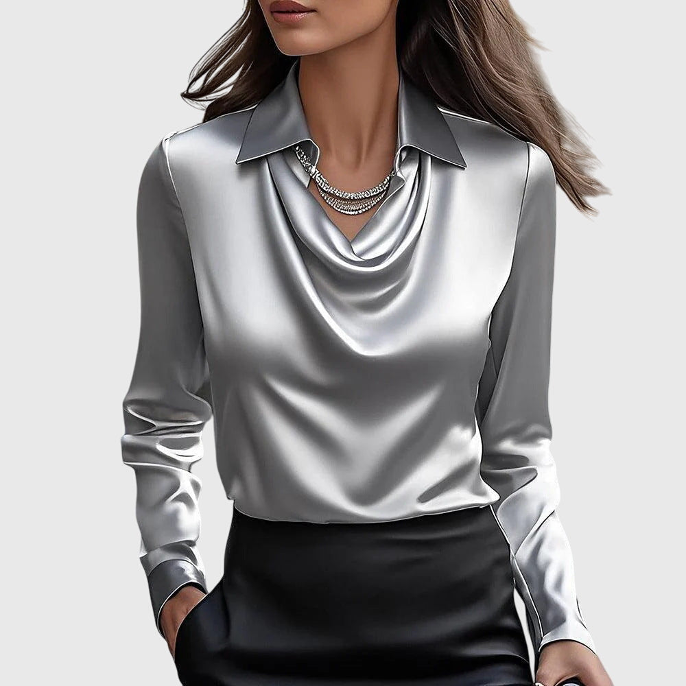 Witte Blouse Dames Met Drapering Voor Een Stijlvolle Look 1