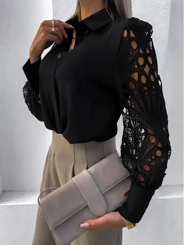 Witte Blouse Dames Met Lange Mouwen Vintage Stijl 3