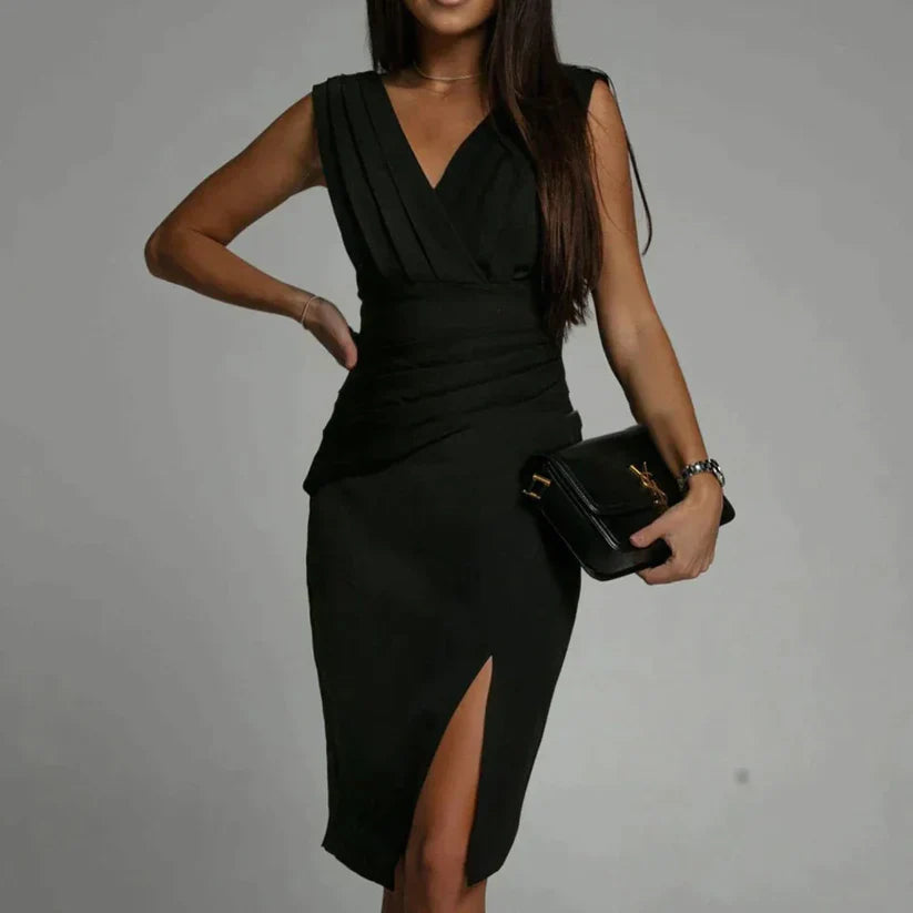 Variant image for Dames Midi Jurk Elegante Stijl Hoogwaardige Stofmix-5