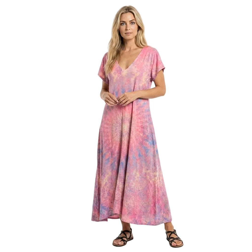 Zomerjurk voor dames met V-hals en zwierig model. 0