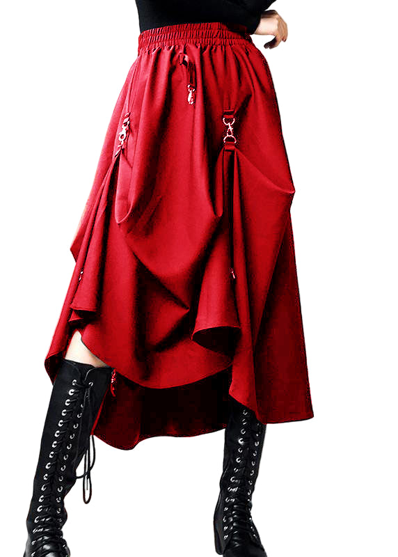 Zwarte Asymmetrische Zomerrok van Katoen met Elastische Taille 2