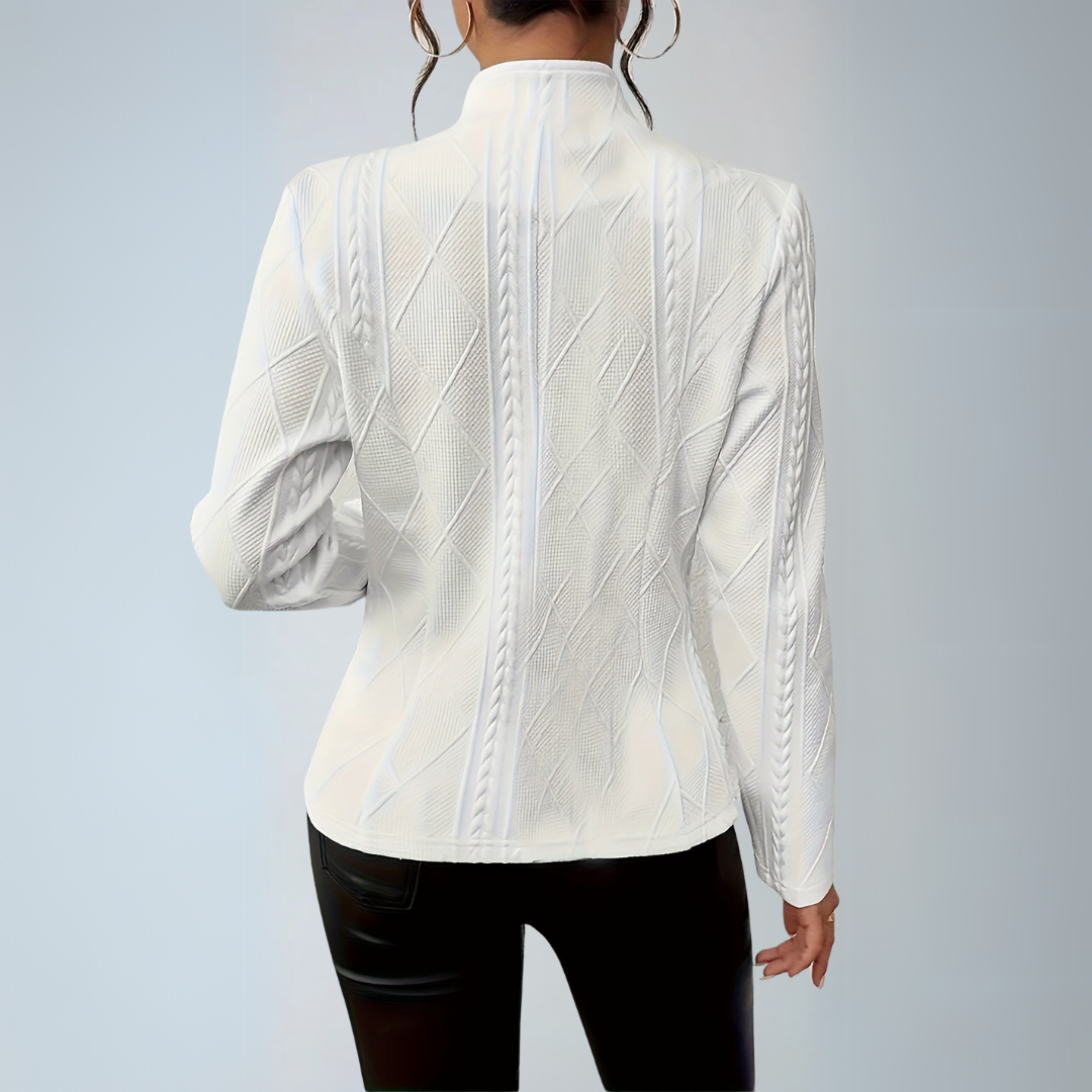 Zwarte Blazer Dames Elegant Textuur Rayon Polyester Spandex 1