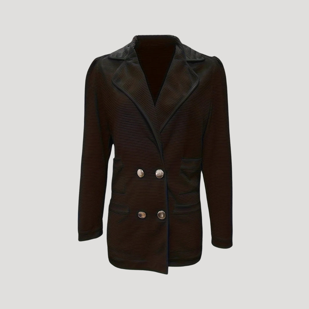 Zwarte Blazer Dames Met Dubbele Snap Stijlvol 1