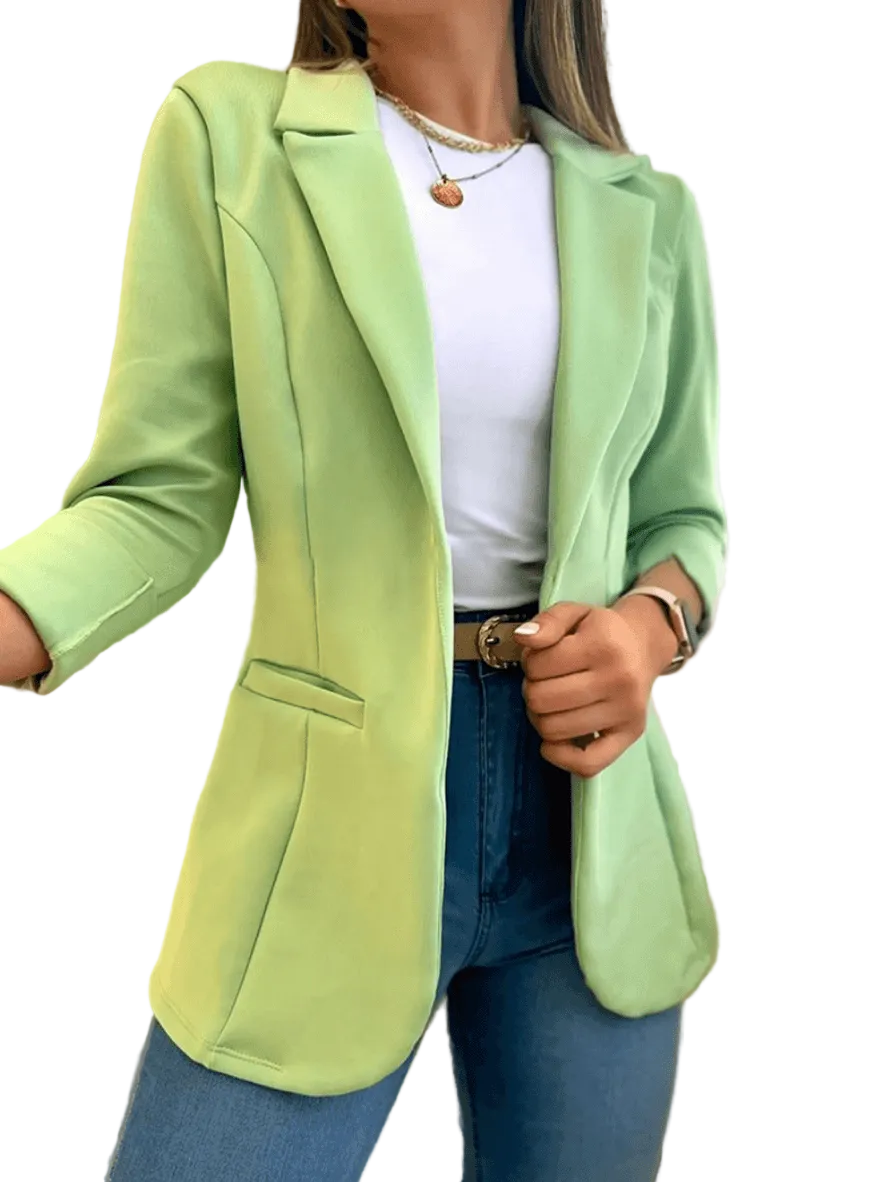 Zwarte Blazer Dames met Revers en Lange Mouwen voor Kantoor en Casual Gebruik 0