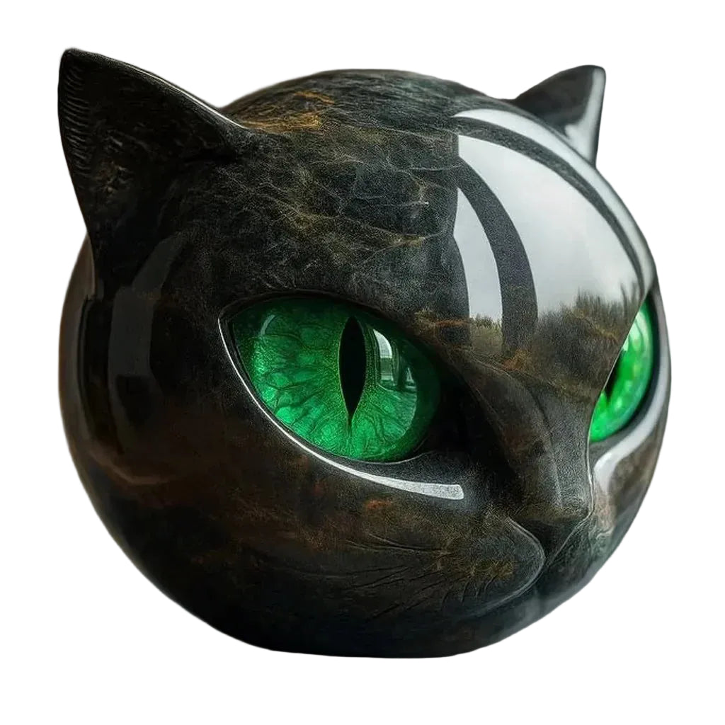 Zwarte Kattenkop Sculptuur Mystiek Design 0