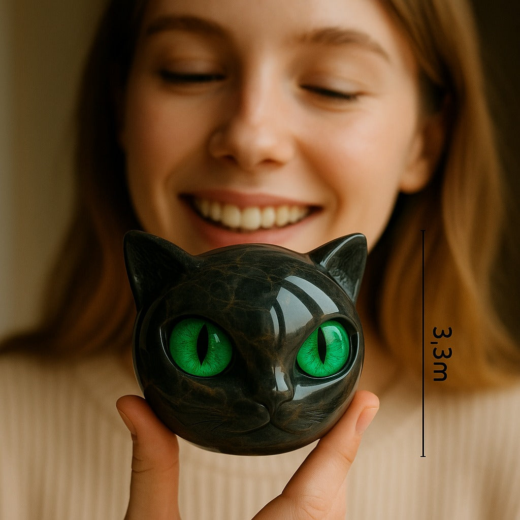 Zwarte Kattenkop Sculptuur Mystiek Design 6