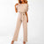 Dames Jumpsuit Met Wijde Pijpen En Lace-Up Taille Feestelijk Zwart Polyester-1