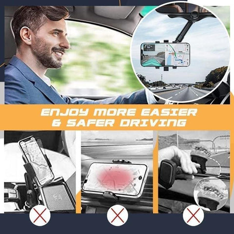 Verstelbare Auto Telefoonhouder Zwart 360° Rotatie Kunststof-4