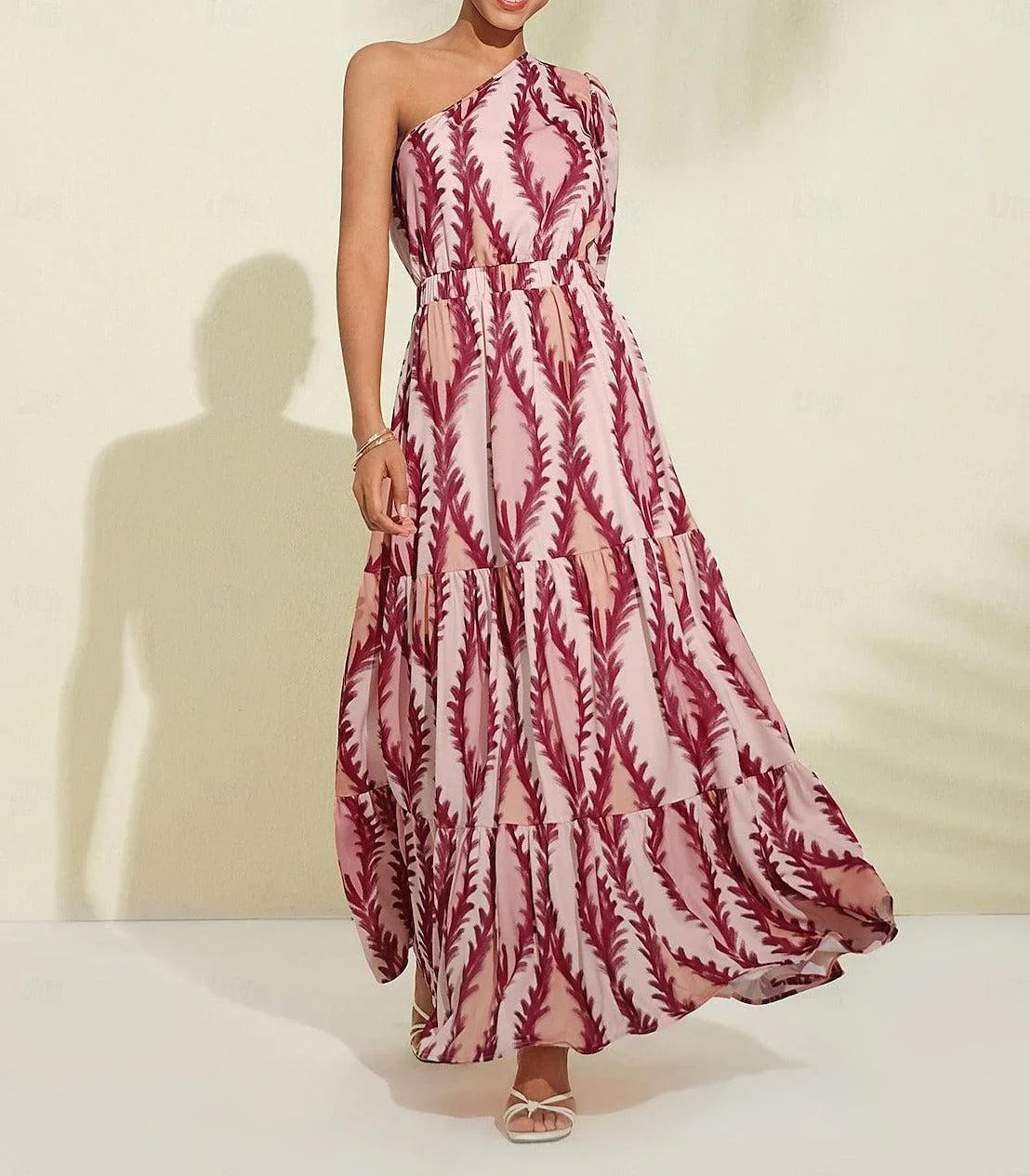 Variant image for Dames Maxikleed Eén Schouder Stijl Luxe Stof-1