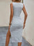 Dames Jurk Gedraaid Gestreept Polyester Met Verdeelde Zoom-2