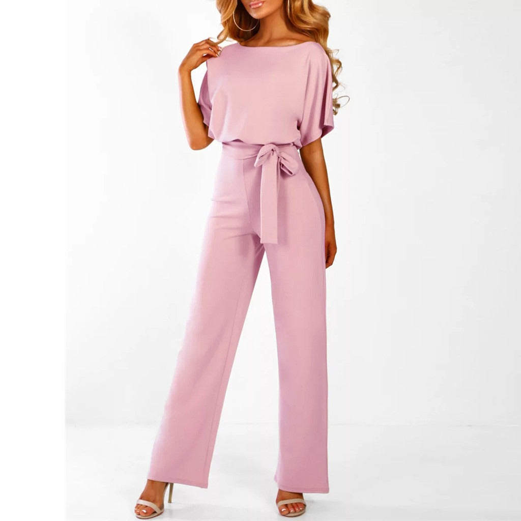 Variant image for Dames Jumpsuit Met Wijde Pijpen En Lace-Up Taille Feestelijk Zwart Polyester-29